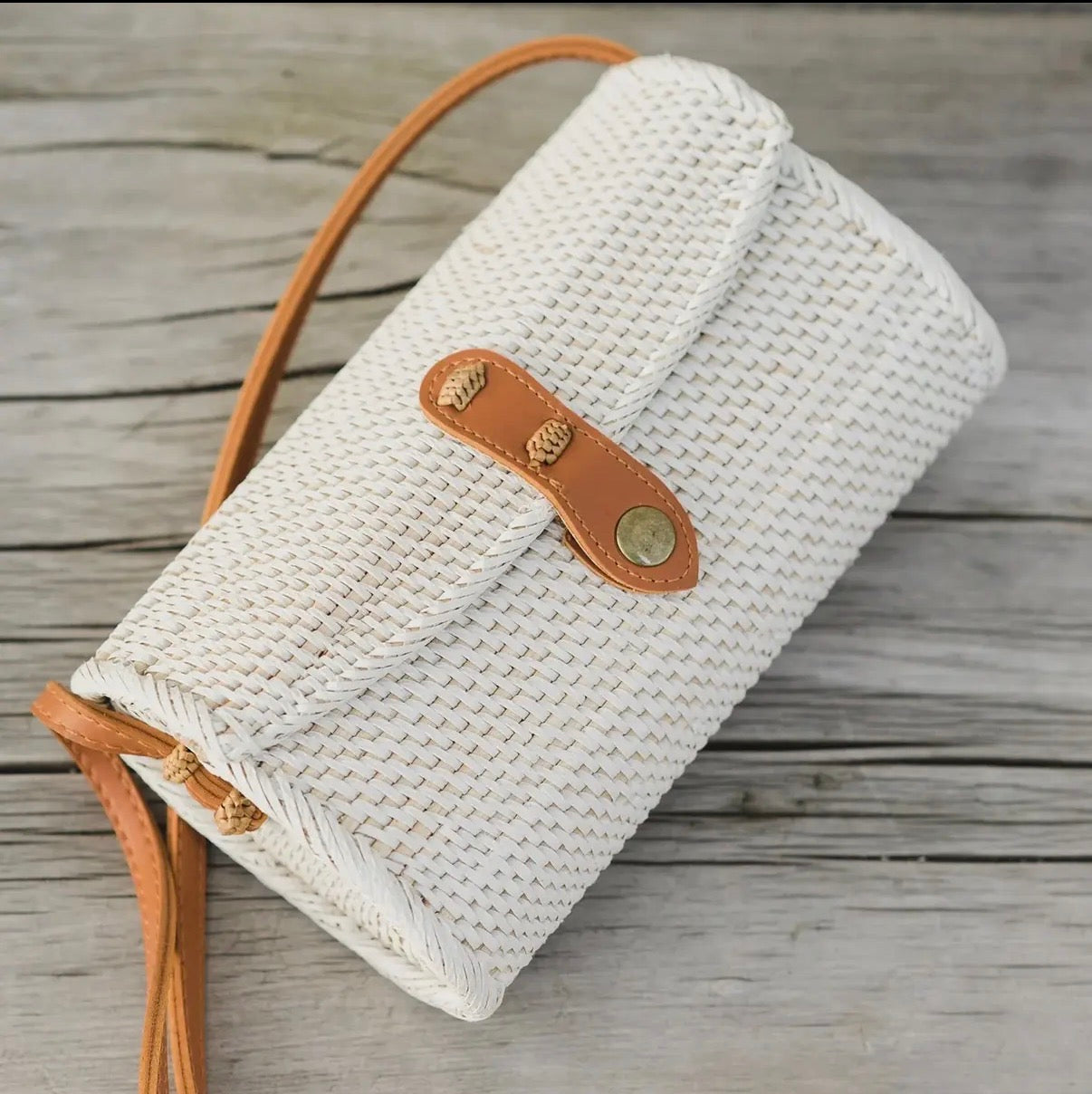 Bali Rattan Crossbody Clutch