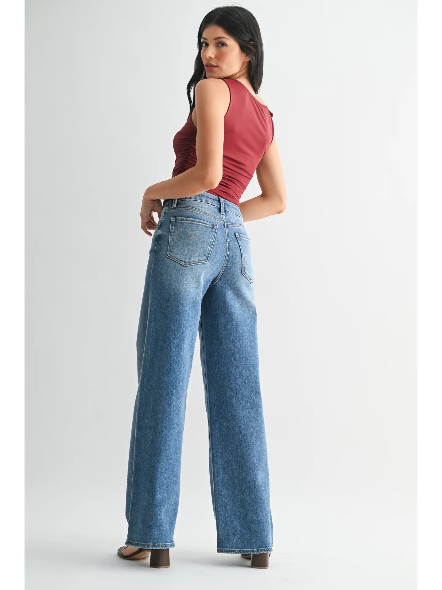 Palazzo High Rise Wide Leg Jeans