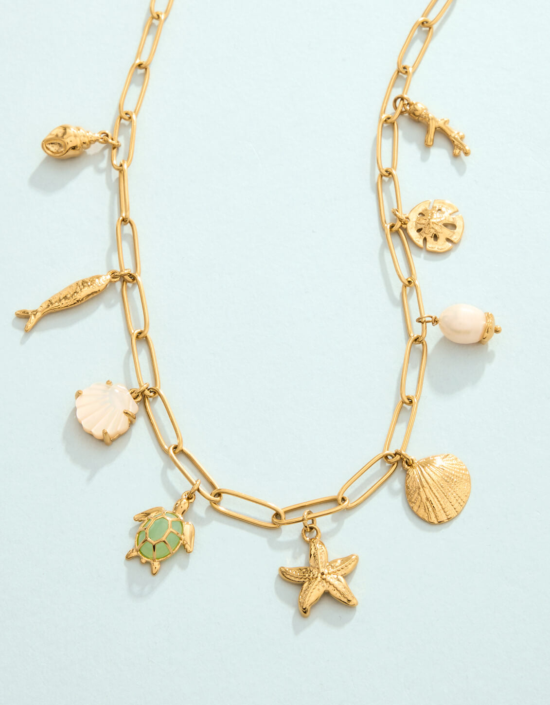 SP Seashore Charm Necklace 18” Gold