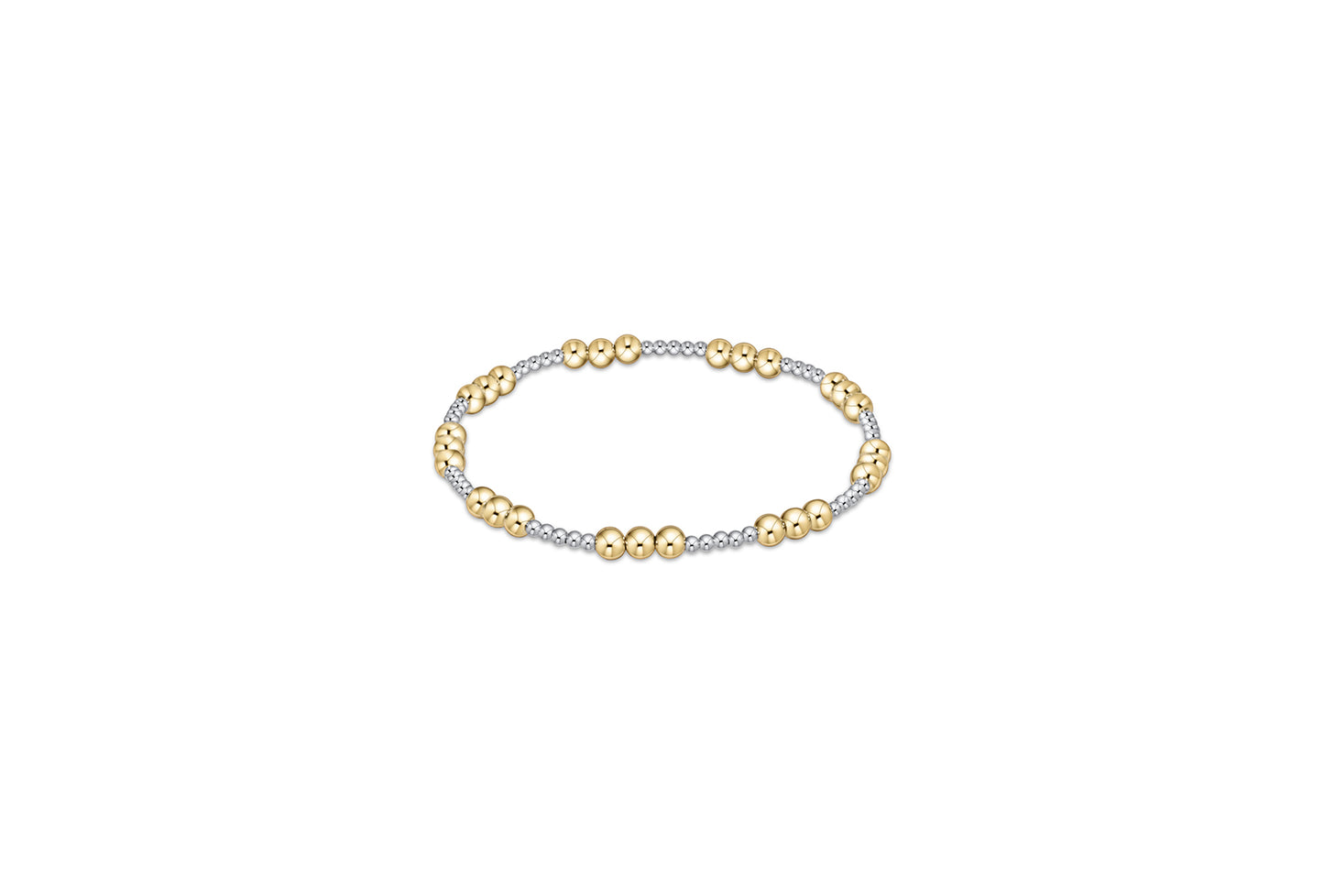 Classic Joy Pattern 4mm Bead Bracelet - Mixed Metal