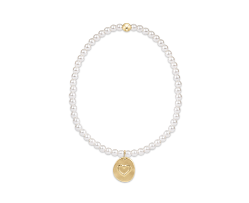 Classic Pearl 3mm Bead Bracelet - Inspire Love Small Gold Charm