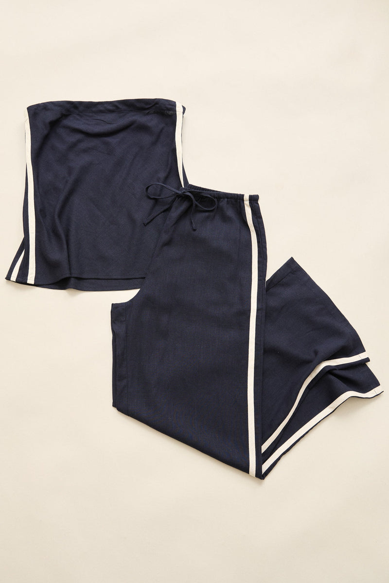 Contrast Linen Strapless Top