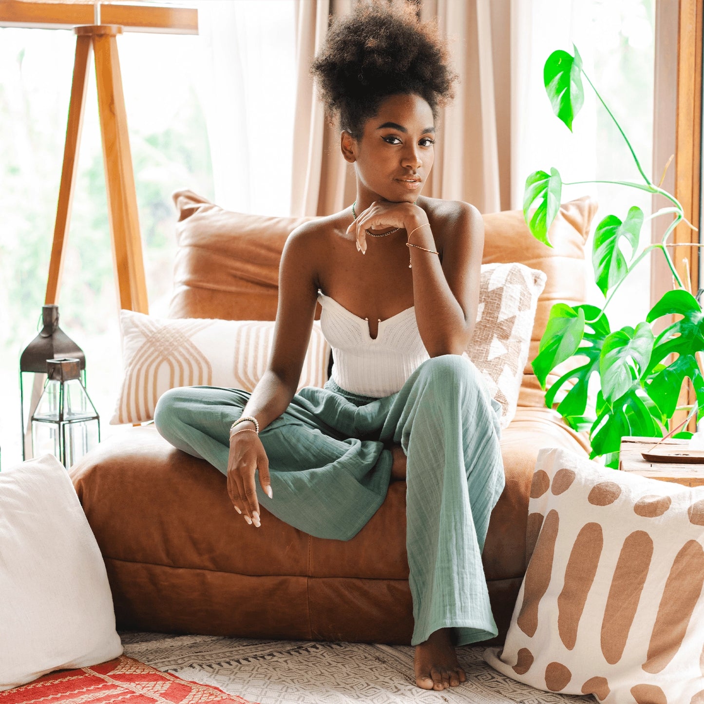 Lotus & Luna Wide Leg Cotton Pants