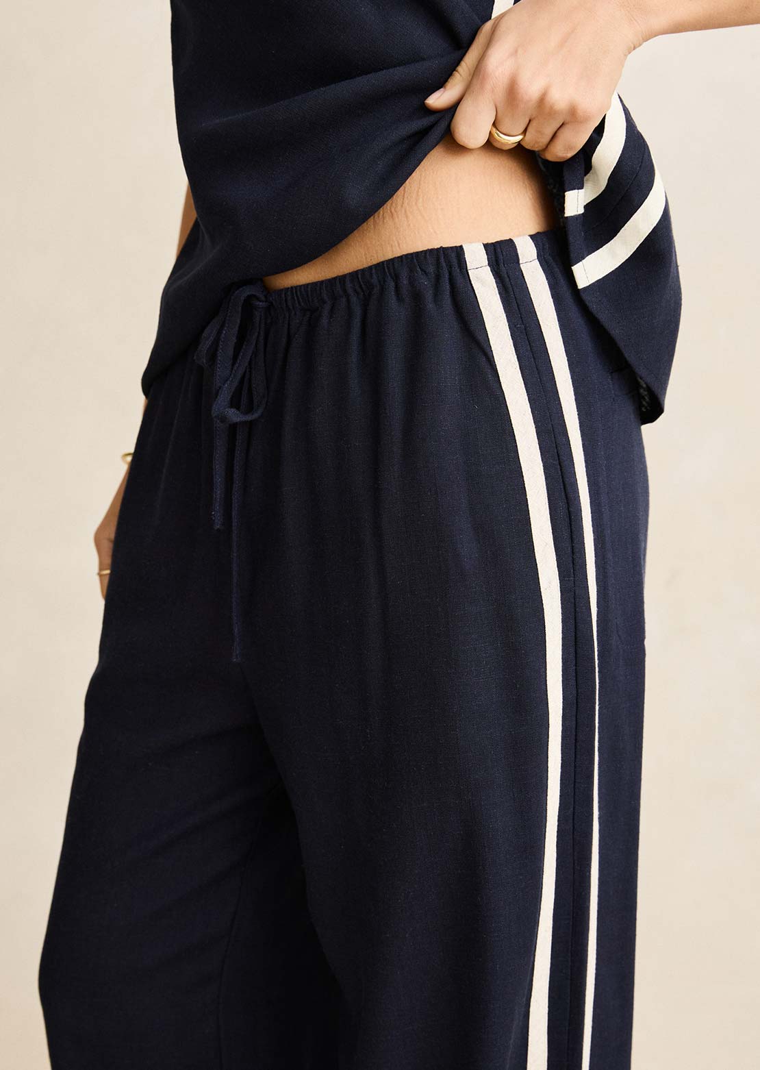 Contrast Linen Track Pant