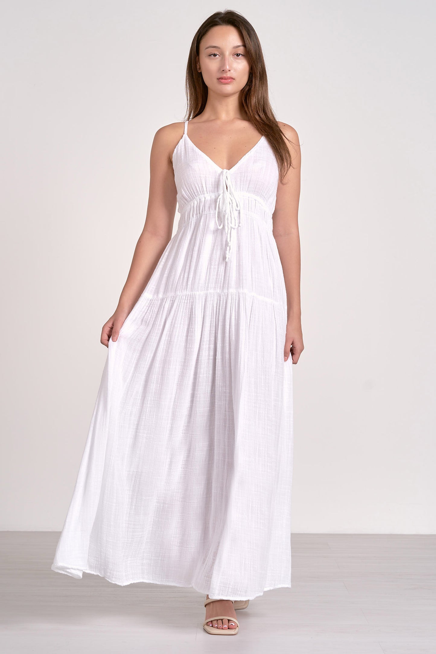 White Caps Tie Front Maxi