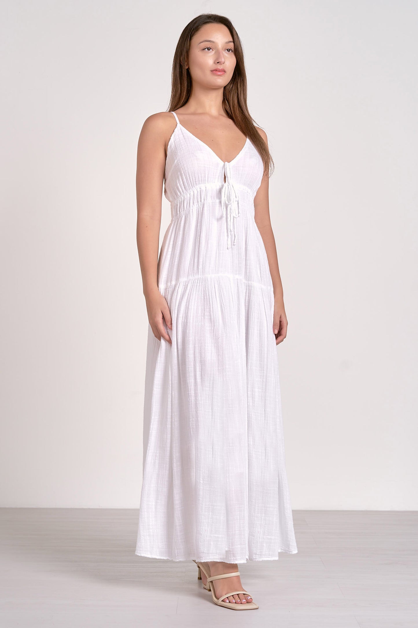 White Caps Tie Front Maxi
