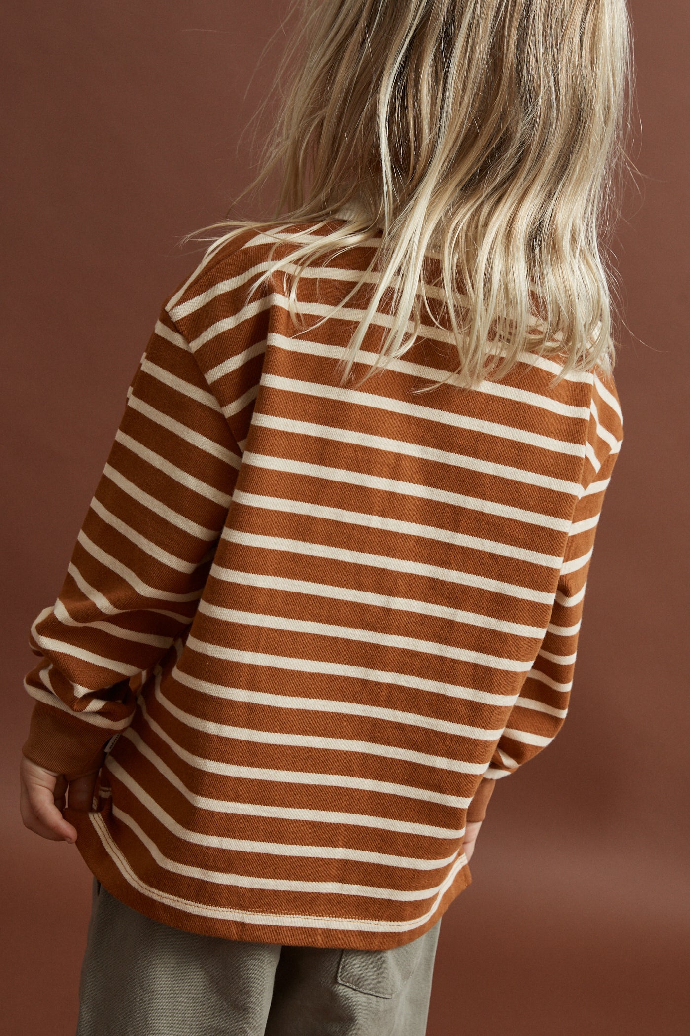 Kids Stripe Rugby Polo Earth