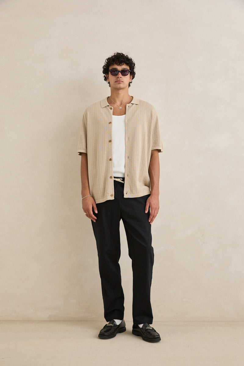 Textured Knit Short Sleeve Shirt