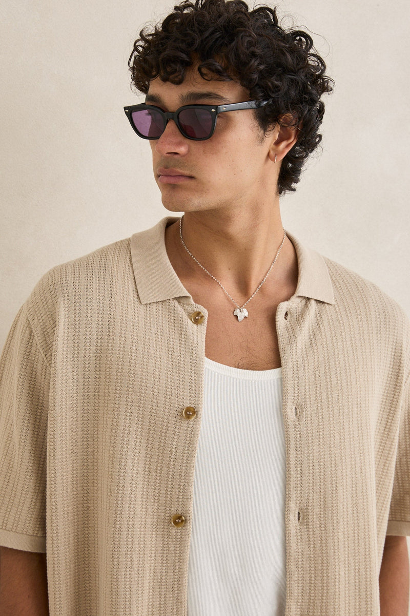 Textured Knit Short Sleeve Shirt