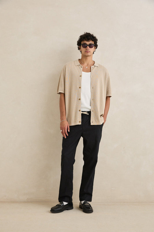 Textured Knit Short Sleeve Shirt