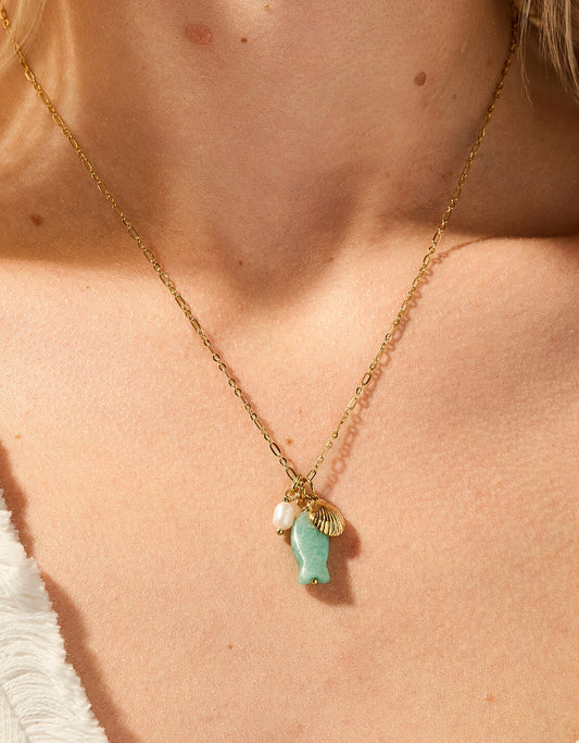SP Skipjack Fish Necklace 17” Amazonite