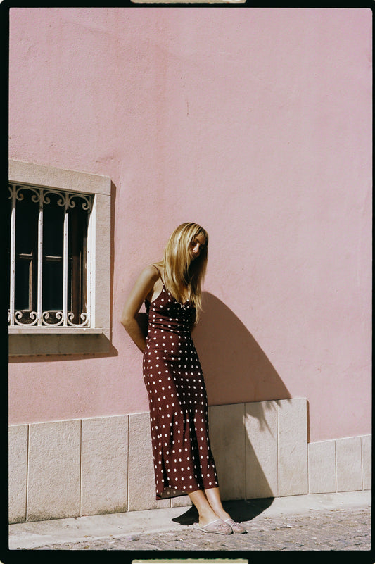 Polka Dot Bias Midi Dress