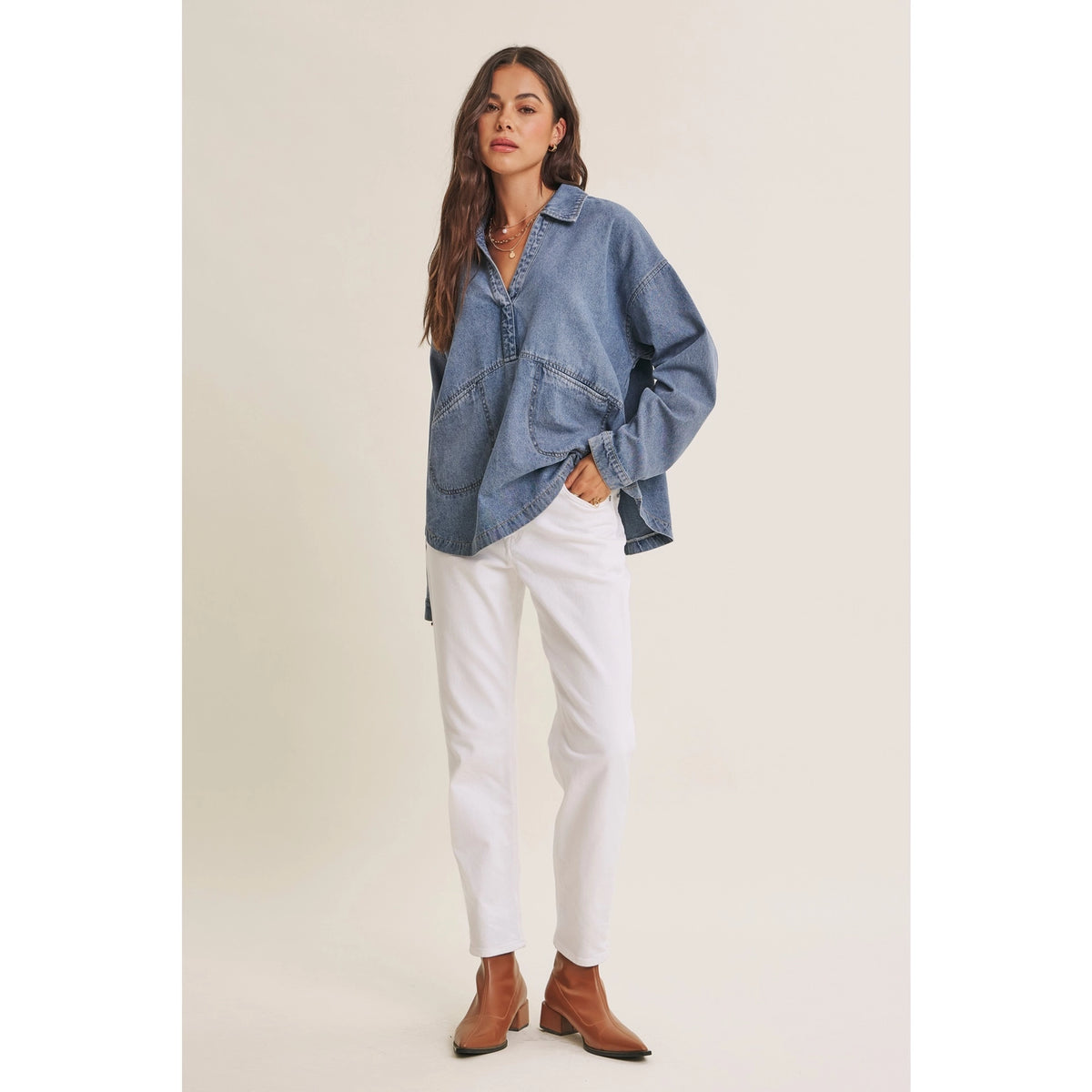 Easy Living Denim Oversized Top