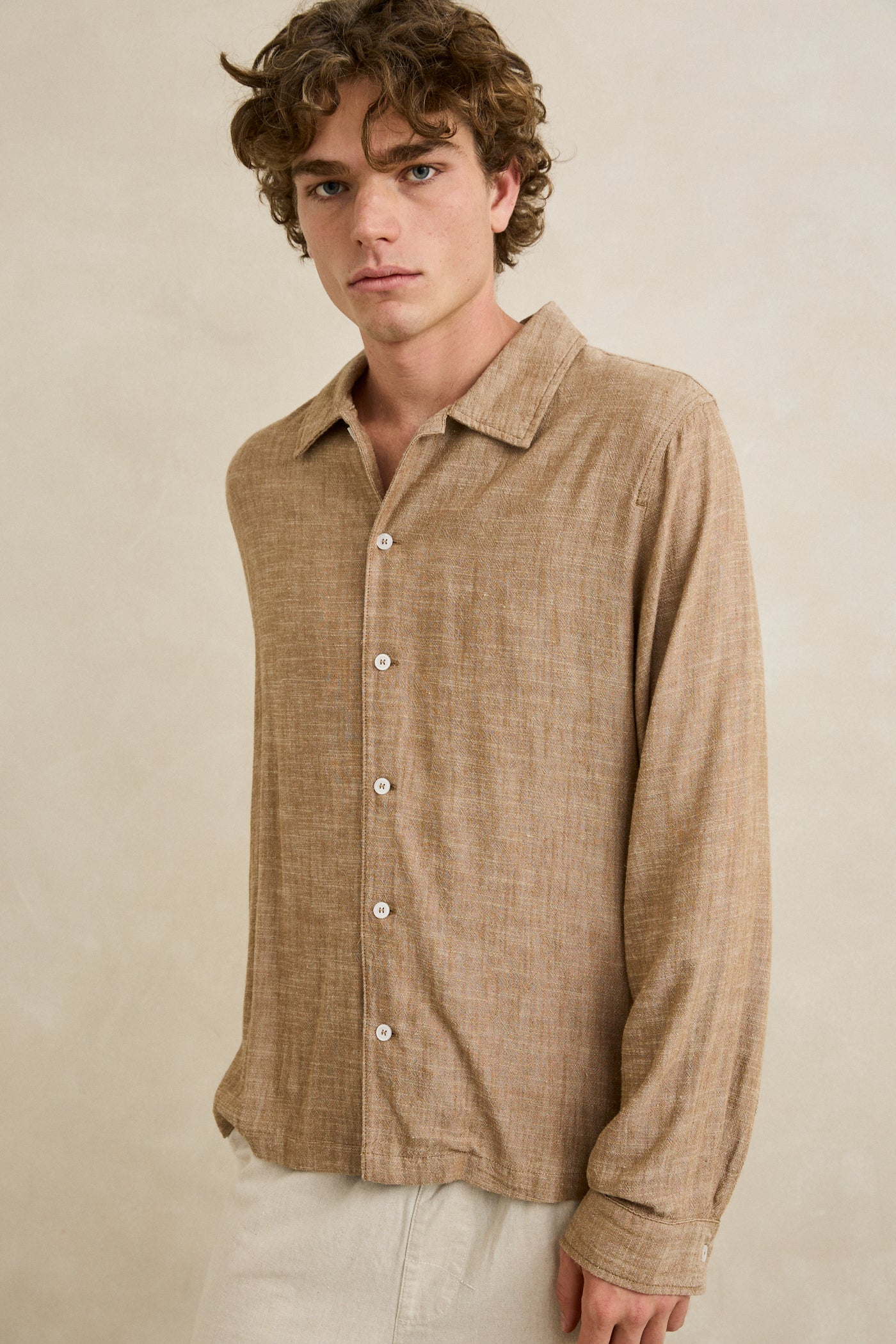 Linen Chambray Long Sleeve Shirt