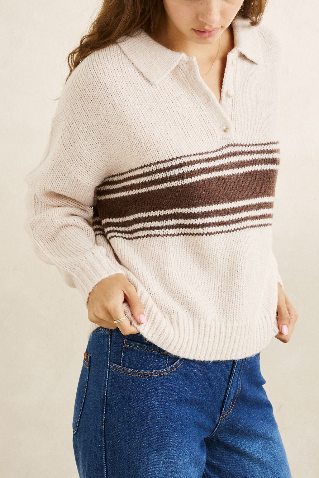 Strata Knit Collared Jumper