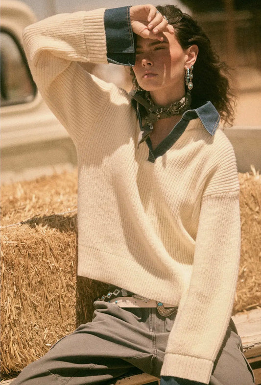 Día Denim Layered Sweater