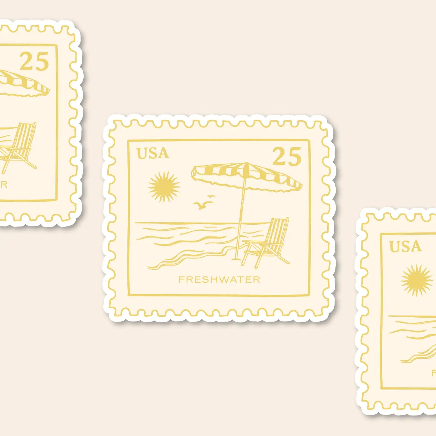 Sunny Beach Postage Stamp Vinyl Sticker