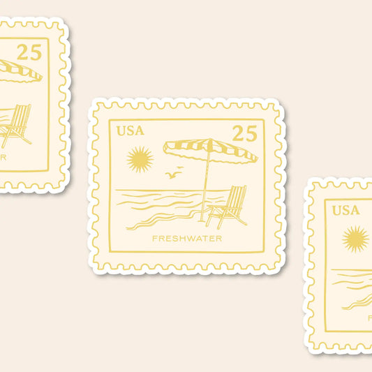 Sunny Beach Postage Stamp Vinyl Sticker