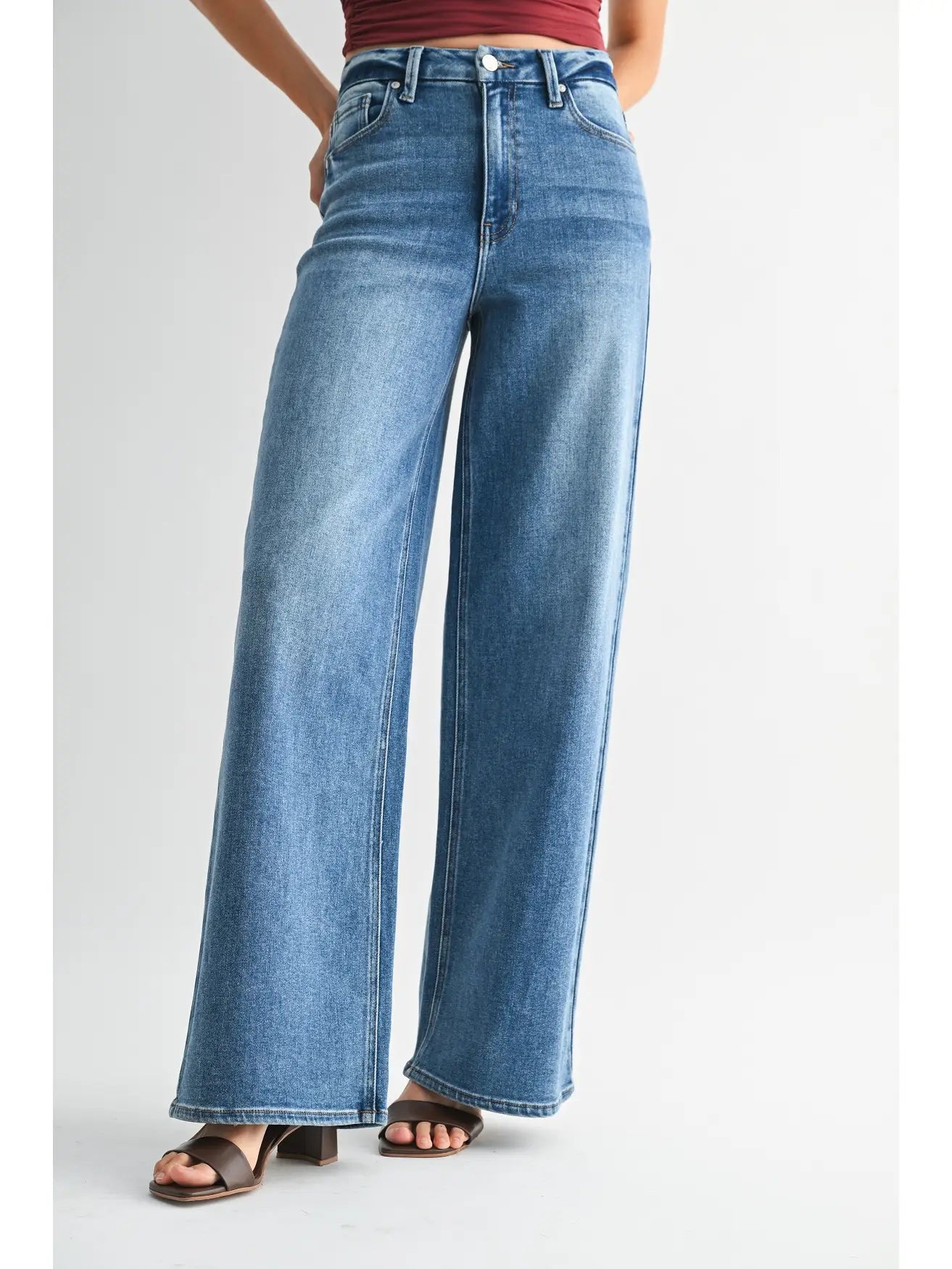 Palazzo High Rise Wide Leg Jeans