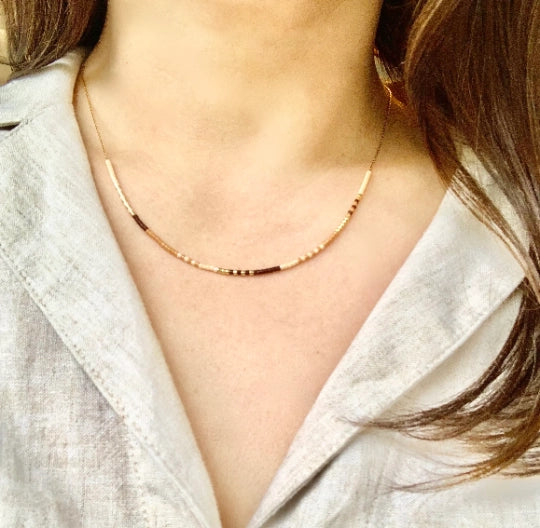 Rich Neutral Seed Bead Necklace
