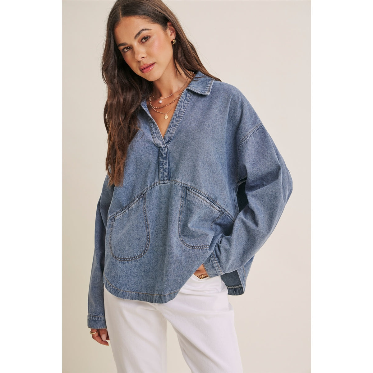 Easy Living Denim Oversized Top