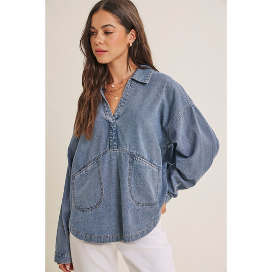 Easy Living Denim Oversized Top