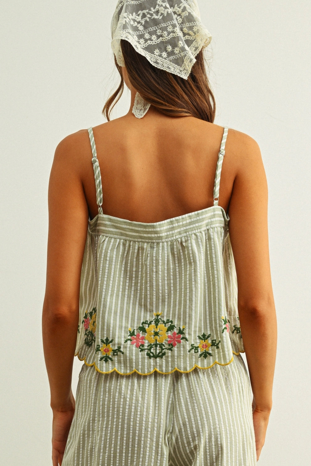 Doily Striped Tank Top