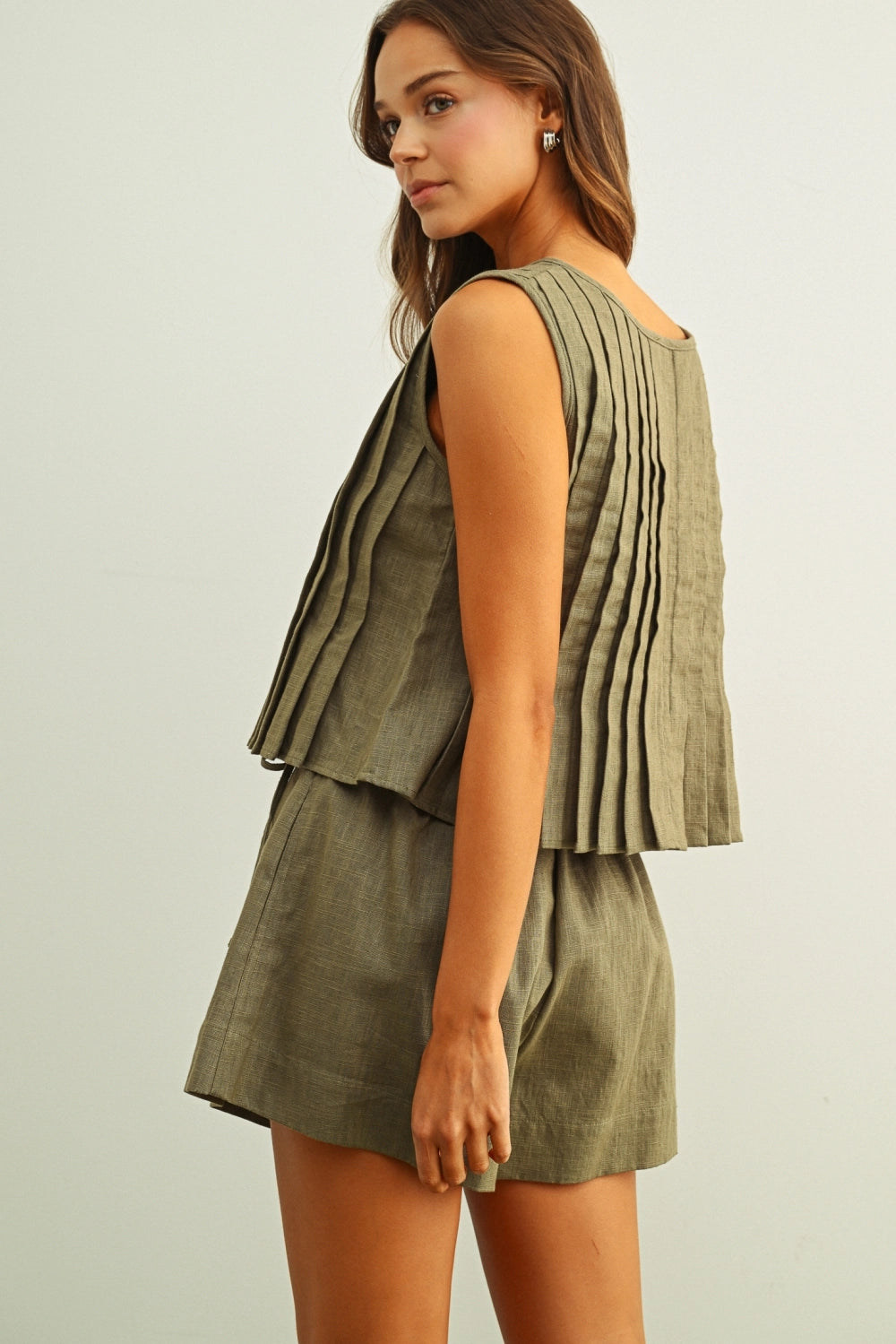 All Pleated Linen Top