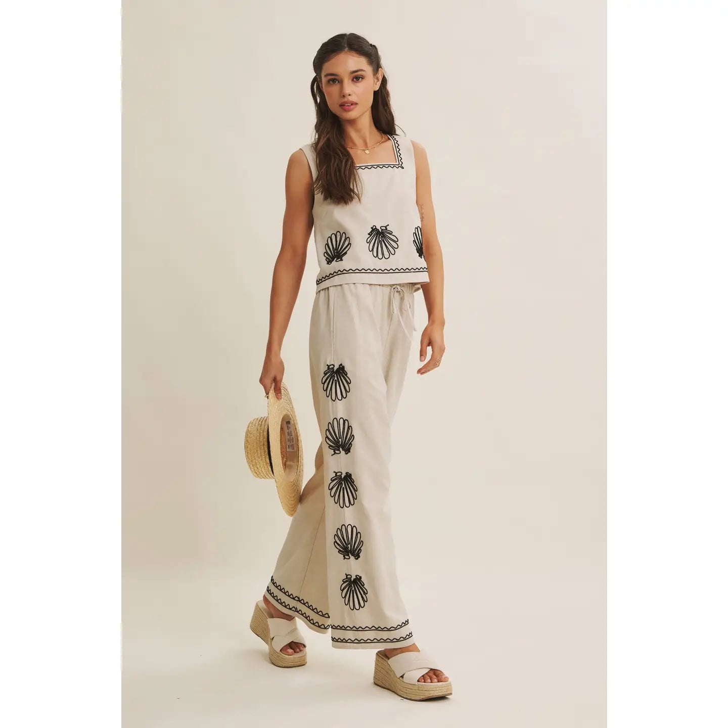 Coastal Seashell Embroidered Top