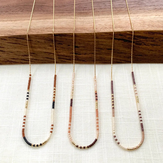 Rich Neutral Seed Bead Necklace