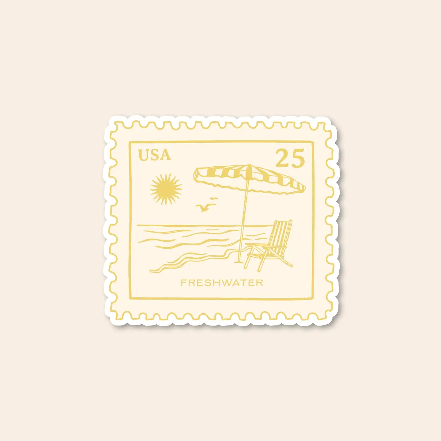 Sunny Beach Postage Stamp Vinyl Sticker