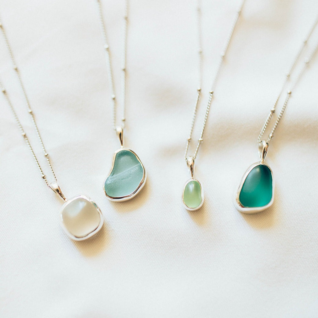 Handmade Sea Glass Necklace 925 Silver
