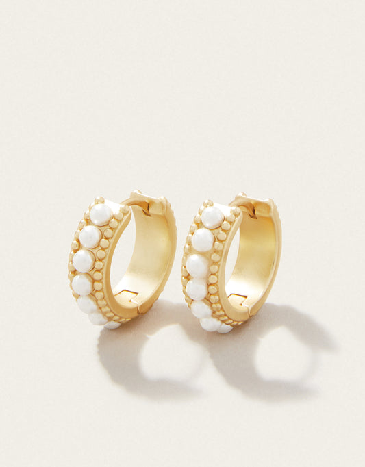 Midi Hoop Earrings Pearl