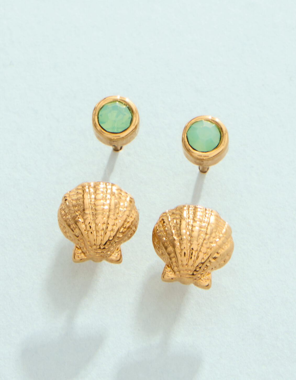 SP Little Shell Stud Earrings Set Sea Foam