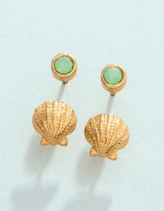 SP Little Shell Stud Earrings Set Sea Foam
