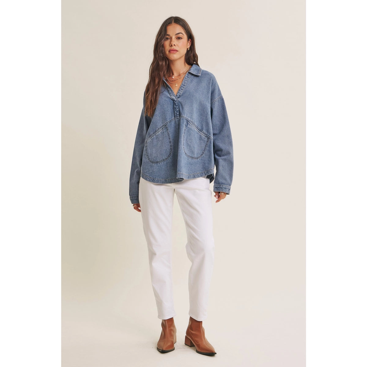 Easy Living Denim Oversized Top