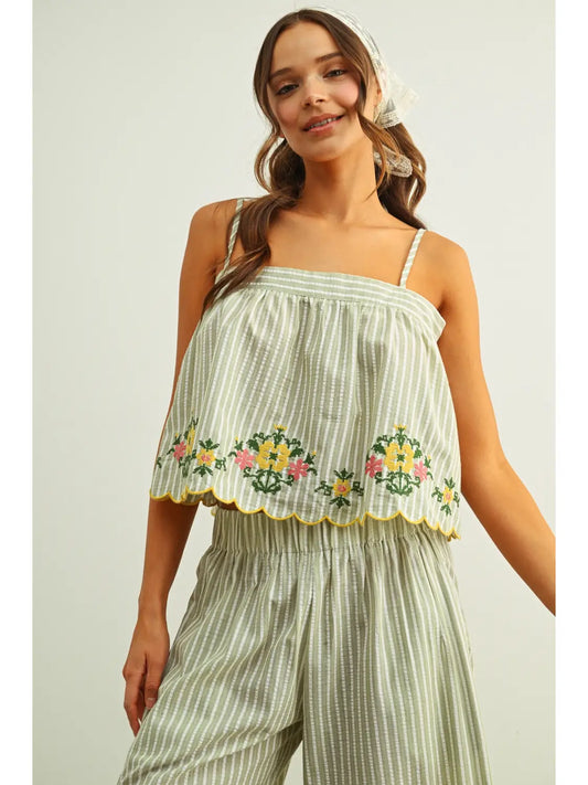 Doily Striped Tank Top