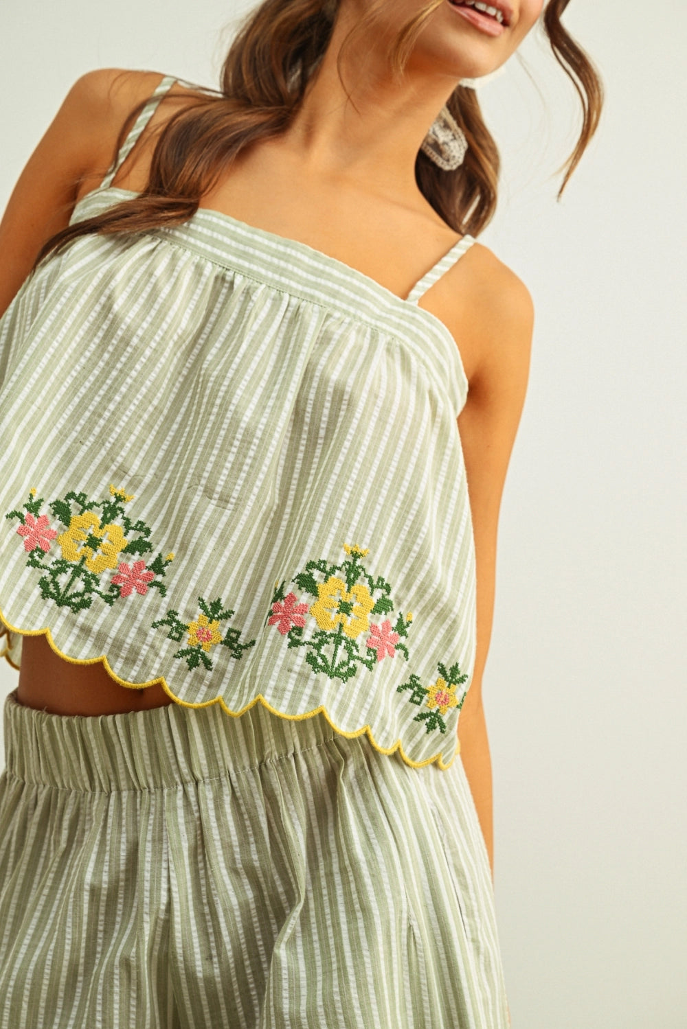 Doily Striped Tank Top