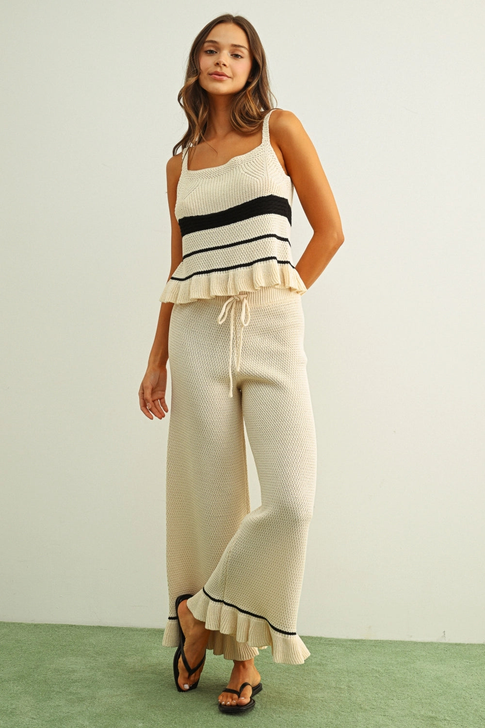 Casa Blanca Ruffled Hem Pants