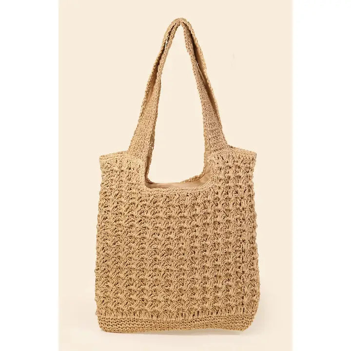 Isla Straw Knit Tote Bag