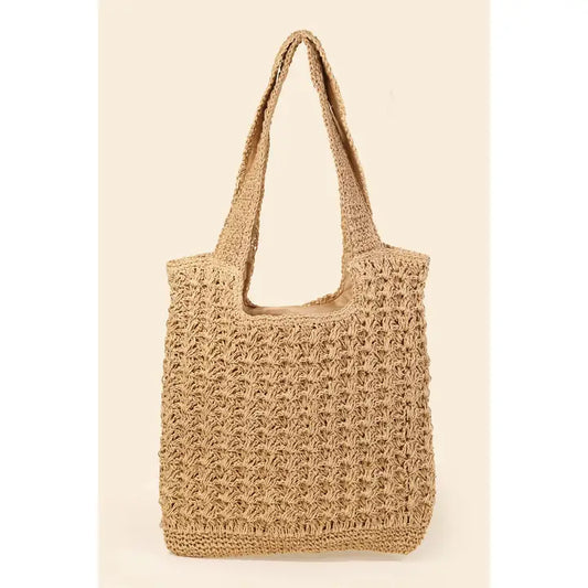 Isla Straw Knit Tote Bag