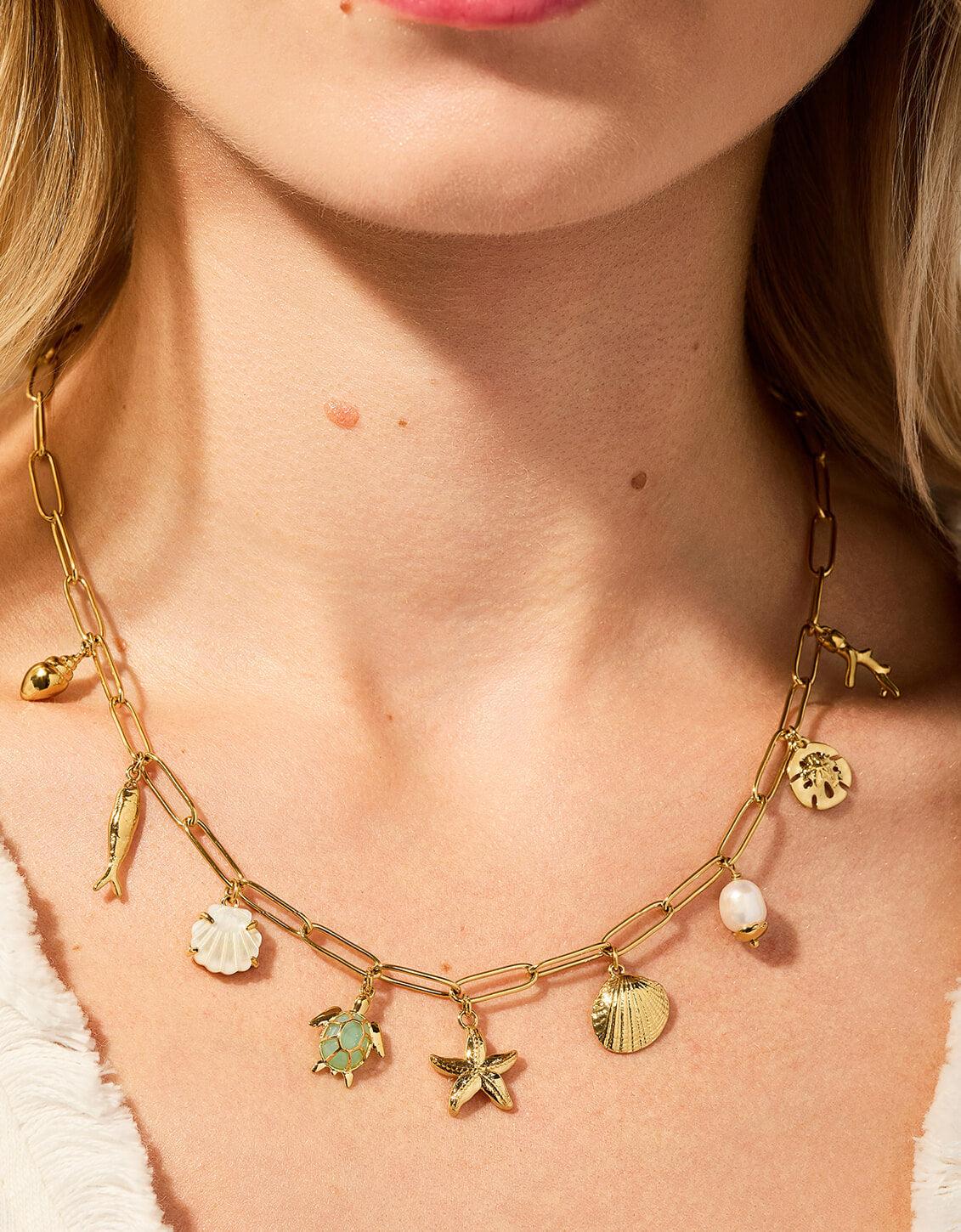 SP Seashore Charm Necklace 18” Gold