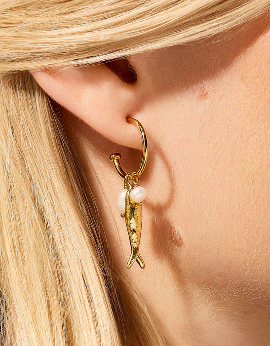 SP Sardines Convertible Hoop Earrings Gold