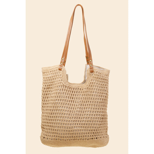 Straw Braided Rectangle Tote Bag