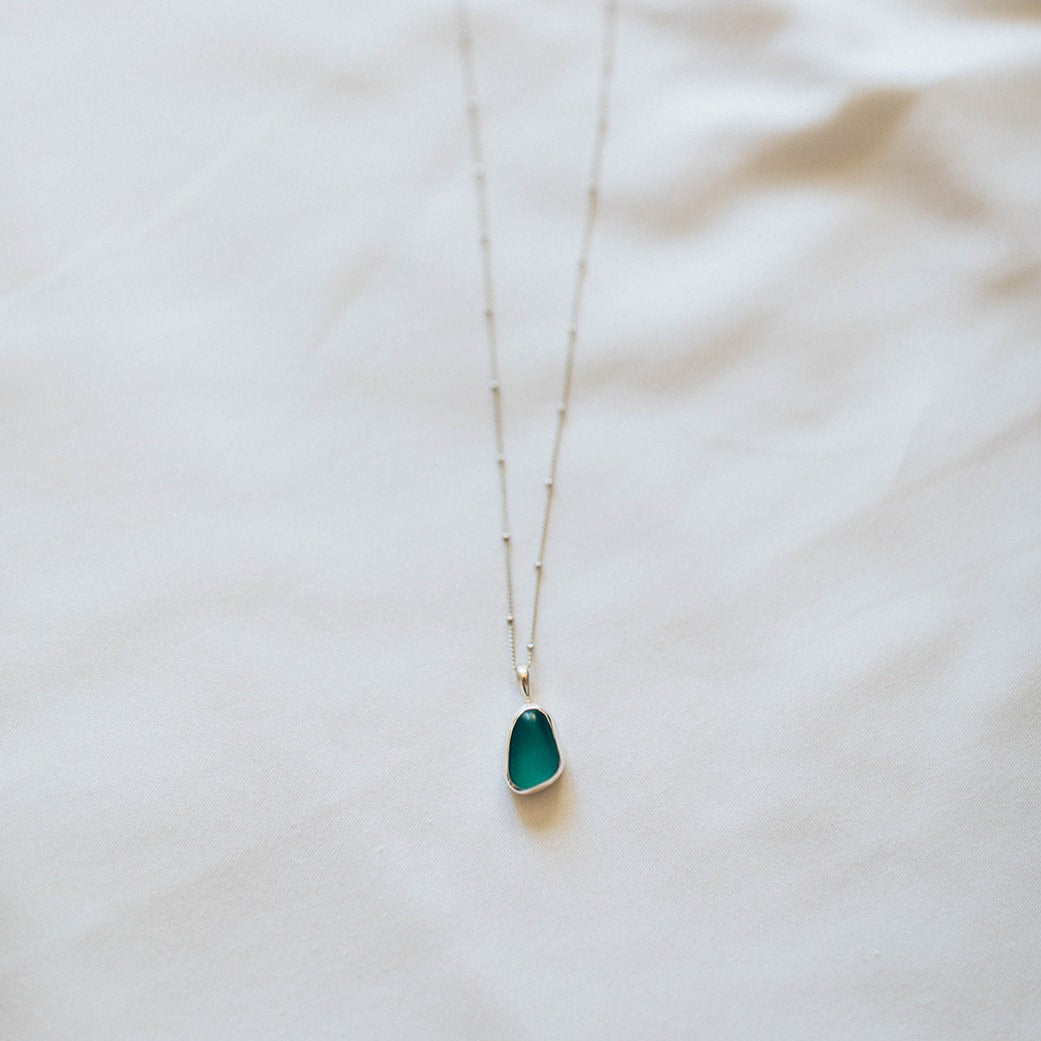 Handmade Sea Glass Necklace 925 Silver