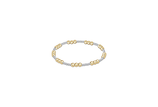 Classic Joy Pattern 4mm Bead Bracelet - Mixed Metal