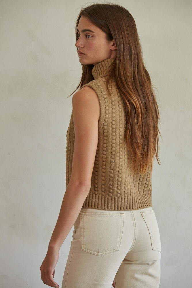 Cable Knit Turtle Neck Sweater Tank