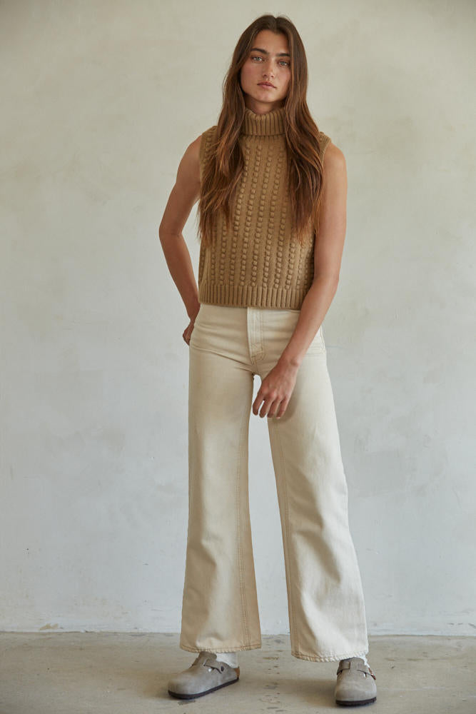 Cable Knit Turtle Neck Sweater Tank