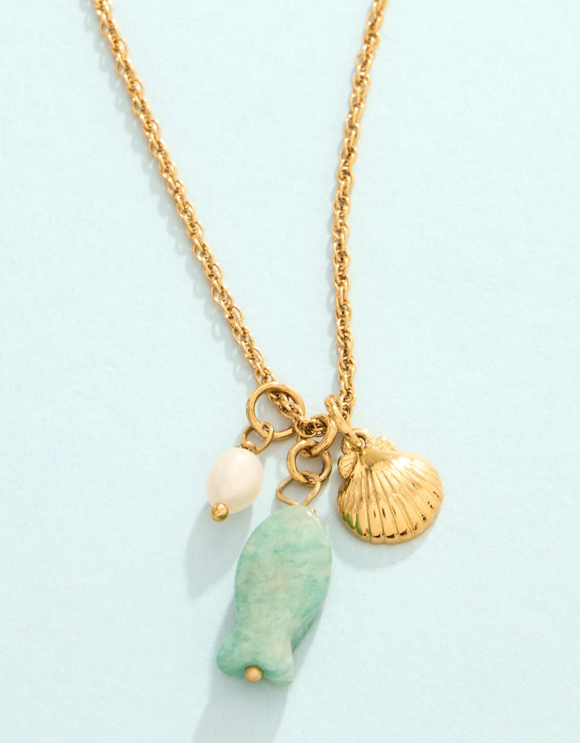 SP Skipjack Fish Necklace 17” Amazonite