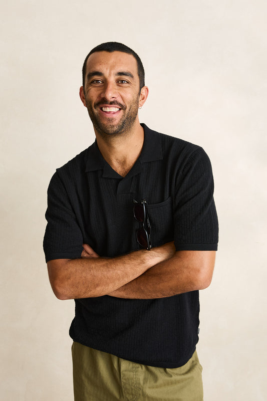 Textured Knit Whip Stitch Polo